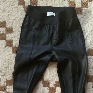 Leather Front Leggings, Knit Back